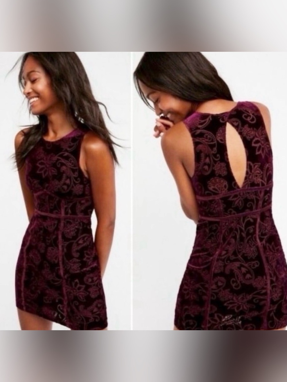 Intimately Free People Burnout Babe Purple Velvet Mini Bodycon Dress Size Small